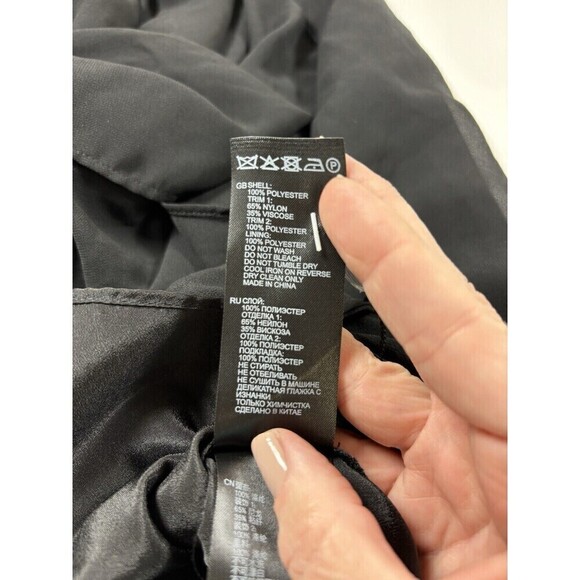 Reiss Callista Mini Dress Black 6 Lace Sleeves Sheer Lined - Picture 6 of 7